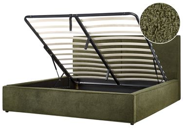 Ottoman Bed Boucle MOISSAC 180 x 200 cm (EU Super King) Dark Green