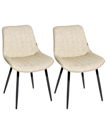 Set van 2 eetkamerstoelen DUBROVNIK Kunstleer Lichtbeige