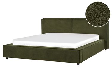 Bed Bouclé LINARDS 160 x 200 cm Donkergroen