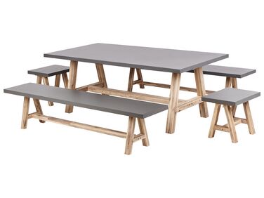 Salle à manger de jardin avec bancs 8 places TONNARE Béton Gris