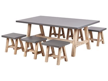 Garden Dining Set with Stools 6 Seater TONNARE Concrete Grey