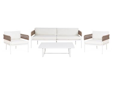 Garden Lounge Set with Table 5 Seater SERLA Metal White