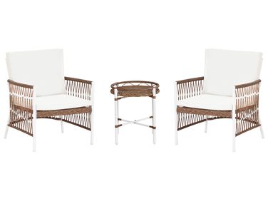 Ensemble bistrot avec coussins LEVICO Métal Blanc
