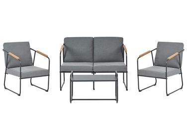 Garden Lounge Set with Table 4 Seater VEZZANA Metal Grey