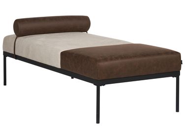 Chaise longue MALMOS Kunstlinnen Kunstleer Donkerbruin