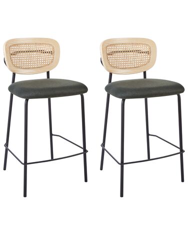 Set van 2 barstoelen MAYETTA Rotan Donkergroen