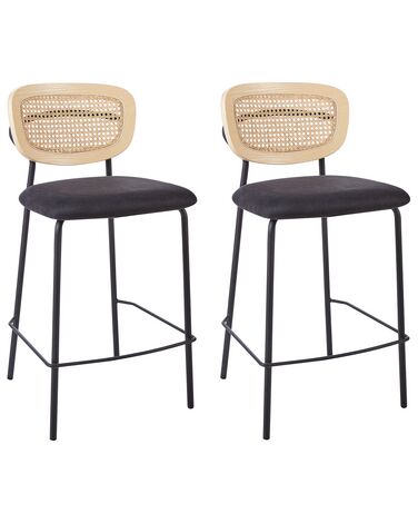 Set van 2 barstoelen MAYETTA Rotan Zwart