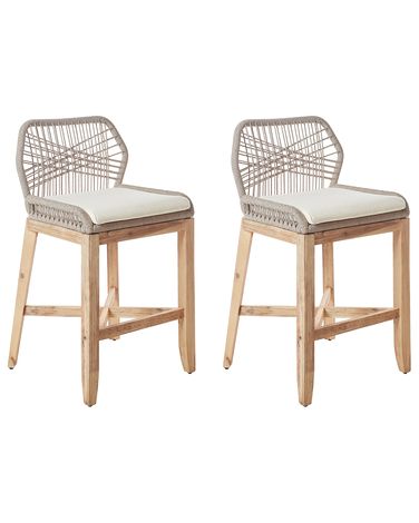 Set van 2 tuinbarkrukken TALAMONE Acaciahout Beige