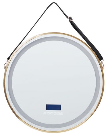 LED badkamerspiegel DAROIS 60 cm 60 cm met ingebouwde Bluetooth speaker Goud