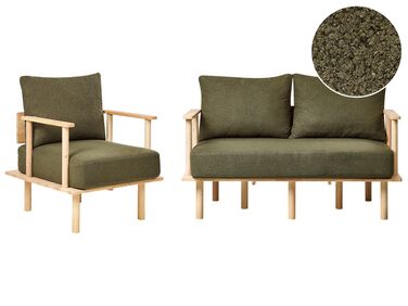 Ensemble de salon 3 places ASKER Bouclé Vert foncé