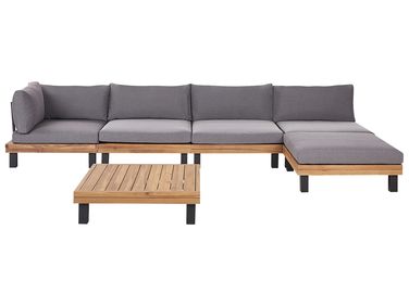 Ensemble de canapés d'angle de jardin 5 places FRAZZANO Bois d'acacia certifié Gris
