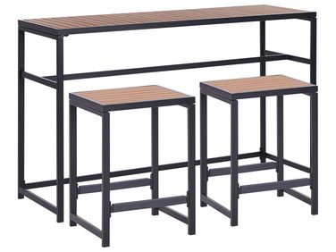Garden Bar Set 2 Seater AVETRANA Metal Brown/ Black