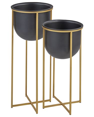 Set van 2 verhoogde bloempotten THUJA Metaal 21 cm Zwart