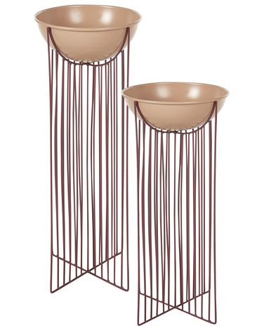 Set van 2 verhoogde bloempotten FICARIA Metaal 22 cm Roze