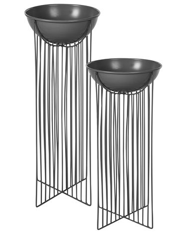 Set van 2 verhoogde bloempotten FICARIA Metaal 22 cm Zwart
