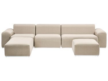 Canapé de jardin avec ottoman 7 places BATTIFOLLO Beige