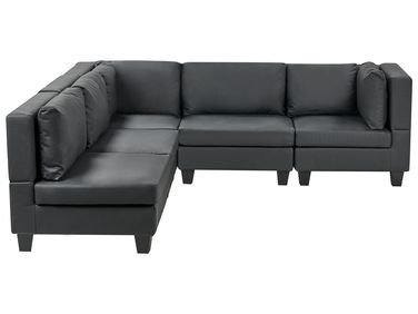 Modular Corner Sofa 5 Seater UNSTAD Faux Leather Black Right Hand