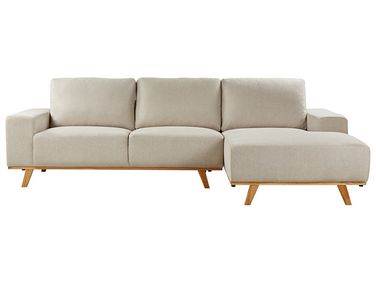 Canapé d'angle 3 places NORA Tissu Beige Côté gauche