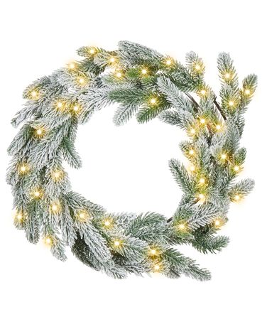 Besneeuwde kerstkrans LED ALBINI Groen 45 cm