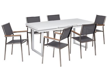 Garden Dining Set 6 Seater VALCANETTO/GROSSETO Metal Grey/ White