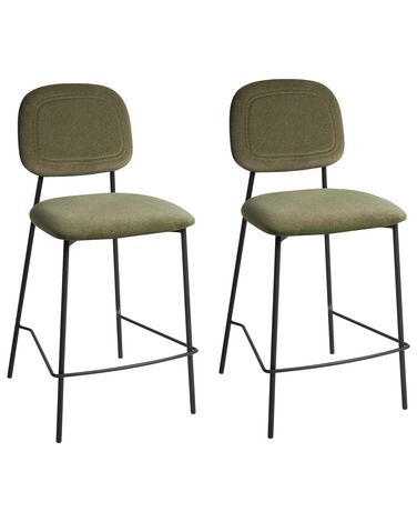 Set van 2 barstoelen DUETTE Fluweel Olijfgroen