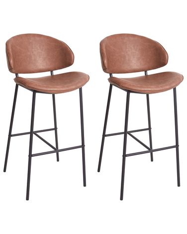 Set van 2 barstoelen KIANA Kunstleer Bruin