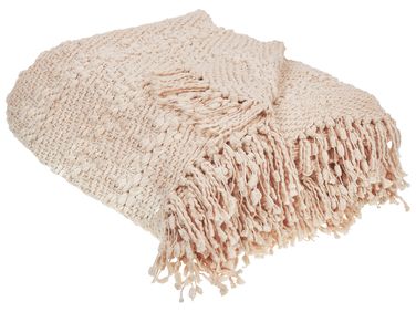 Plaid VELLA Katoen 150 x 200 cm Lichtbeige