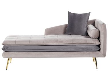 Chaise longue côté droit GONESSE Velours Taupe