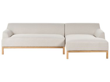 Canapé d'angle 3 places SOSJO Tissu Beige clair Côté gauche