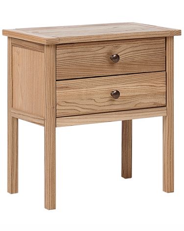 2 Drawer Bedside Table SALTON Sassafras Wood Brown