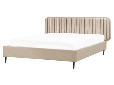 Bed Fluweel BRIN 160 x 200 cm Taupe