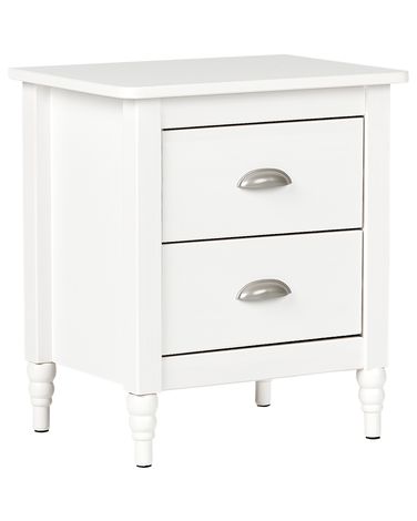 2 Drawer Bedside Table SHILLINGTON Pine Wood White