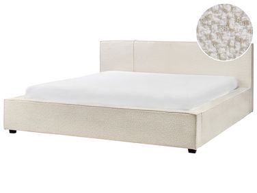 Bed Bouclé MIRANDE 180 x 200 cm Gebroken wit