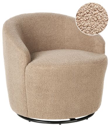 Swivel Armchair DAVIK Boucle Taupe