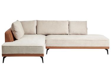 Canapé d'angle 3 places MYKEN Tissu Beige clair Côté droit