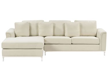 Canapé d'angle 4 places OSLO Tissu Beige Côté droit