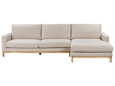Canapé d'angle 4 places SIGGARD Tissu Beige Côté gauche
