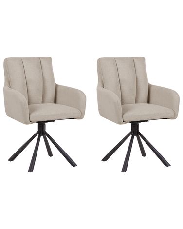 Set van 2 eetkamerstoelen draaibaar SARDOAL Stof Taupe