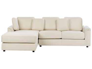 Canapé d'angle 4 places KOHLO Tissu Beige clair Côté droit