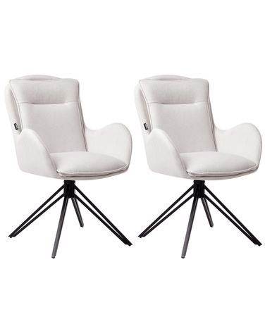 Set van 2 eetkamerstoelen draaibaar AVELAR Stof Lichtbeige