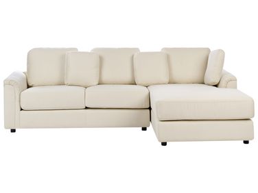 Canapé d'angle 4 places KOHLO Tissu Beige clair Côté gauche