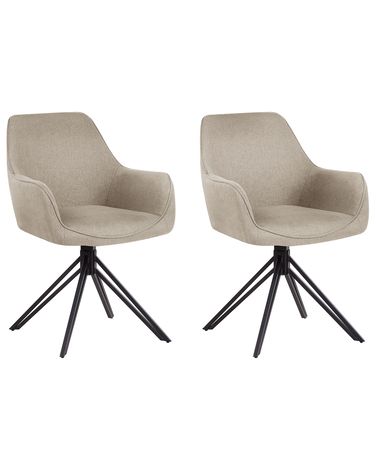 Set van 2 eetkamerstoelen draaibaar JODAR Stof Taupe