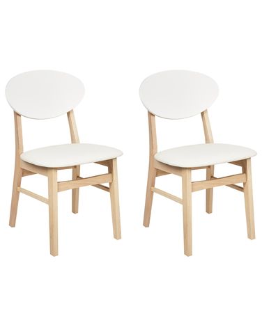 Set van 2 eetkamerstoelen AMERY Hout Gebroken wit/lichtbruin