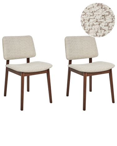 Set van 2 eetkamerstoelen BLANE Bouclé Donkerbruin/beige