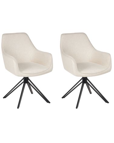 Set van 2 eetkamerstoelen draaibaar JODAR Stof Lichtbeige