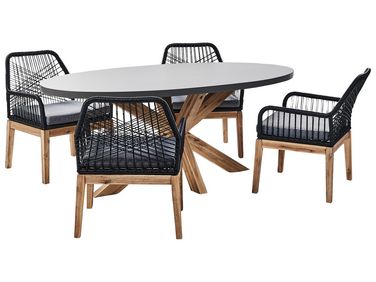 Garden Dining Set 4 Seater ORISTANO with Cushions Concrete Black