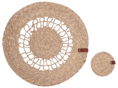 12 Piece Placemats and Coasters Set PEPPERBERRY Seagrass Natural