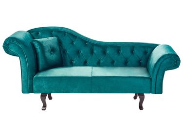 Chaise longue côté gauche LATTES II Velours Vert émeraude avec coussin