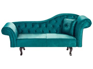 Chaise longue côté droit LATTES II Velours Vert émeraude avec coussin