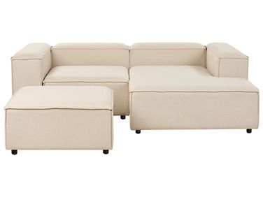 Canapé d'angle modulable 3 places ARDAL Tissu Beige avec ottoman Côté gauche